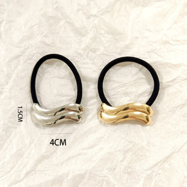 Hollow Hair Accessories Explosive Niche Alloy Headwear Cold Wind Ponytail Hair Ring High Elastic Rubber Tendon Round Head Rope