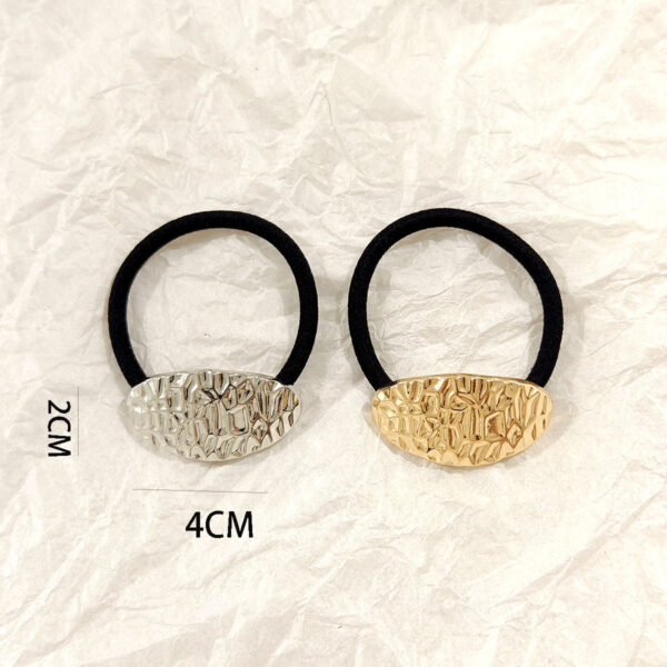 Hollow Hair Accessories Explosive Niche Alloy Headwear Cold Wind Ponytail Hair Ring High Elastic Rubber Tendon Round Head Rope