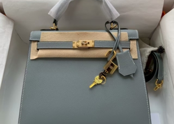 Kelly Linen Blue Gold Buckle